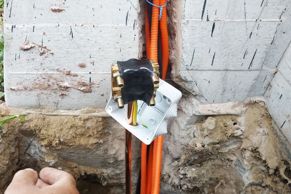 installation of electrical grounding outside