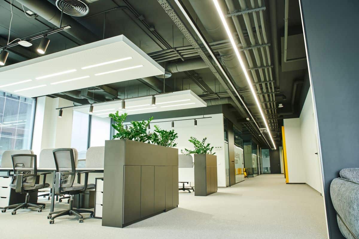 office lighting, showing modern furntiture and lighting design